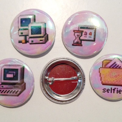 High tech pinback button set