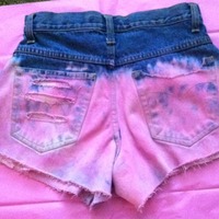 Frayed/Dyed/Studded Denim shorts - Thumbnail 1