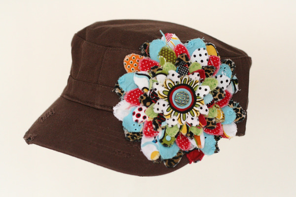 Multi-colored brown flower hat
