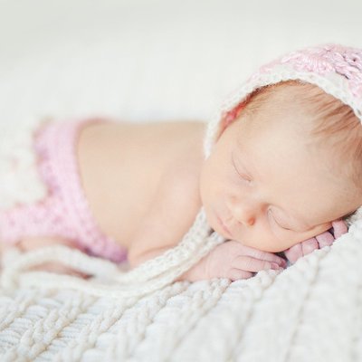 Lace stitch bonnet with matching diaper cover