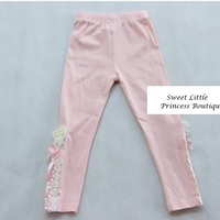 Girls Flower Lace Leggings - Thumbnail 1