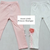 Girls Flower Lace Leggings - Thumbnail 3