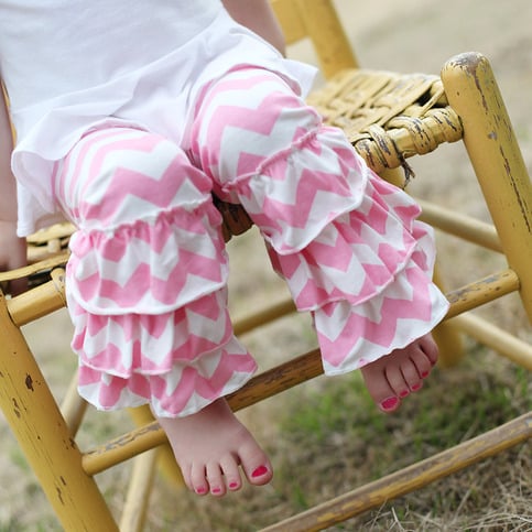 Pink Chevron Ruffle Pants