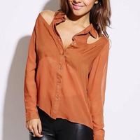 Copper button down blouse - Thumbnail 2
