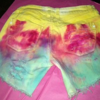 Frayed/Dyed Denim shorts - Thumbnail 1