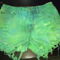 Frayed/Dyed Denim shorts - Thumbnail 2