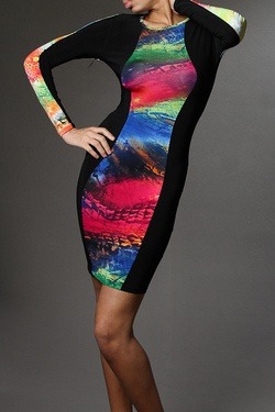 Color sided front and back dress
