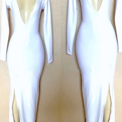 White split v neck top dress