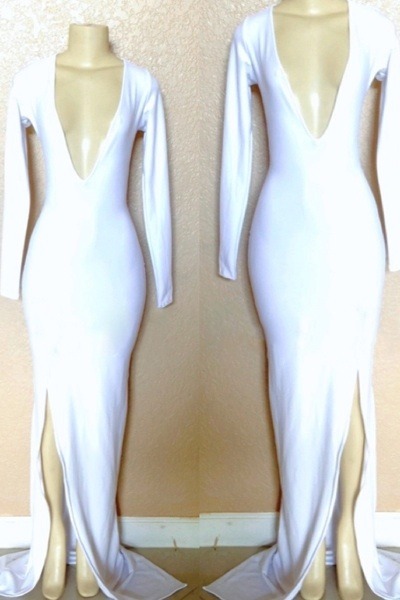 White split v neck top dress