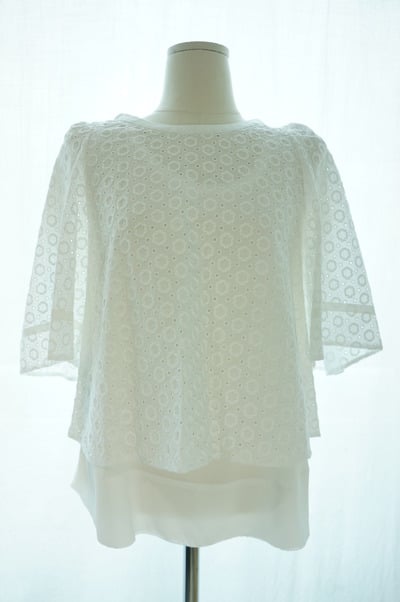 White eyelet bolero with chiffon slip