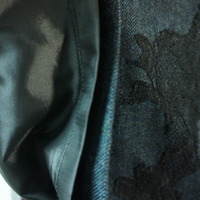 Navy wool dress decorated with black lace - Thumbnail 4