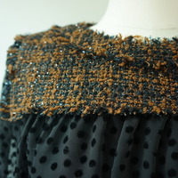 Tweed dress with see-through polka-dot sleeves - Thumbnail 3