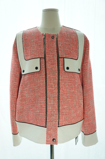 Neon orange collarless jacket