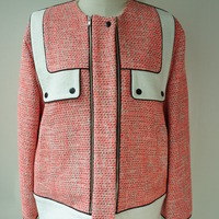 Neon orange collarless jacket - Thumbnail 1