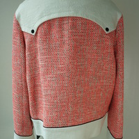 Neon orange collarless jacket - Thumbnail 2