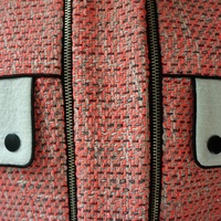 Neon orange collarless jacket - Thumbnail 4