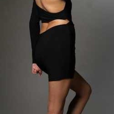 Black back open slit dress 