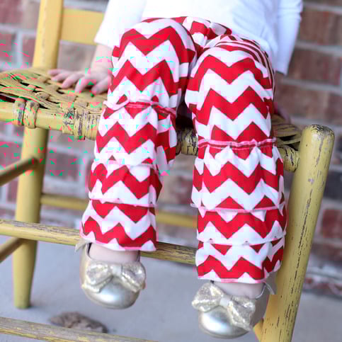 Red Chevron Ruffle Pants