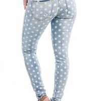 Polka dot light blue ripped jeans  - Thumbnail 1