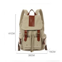 Vintage Nice Canvas with leather Backpack - Thumbnail 3