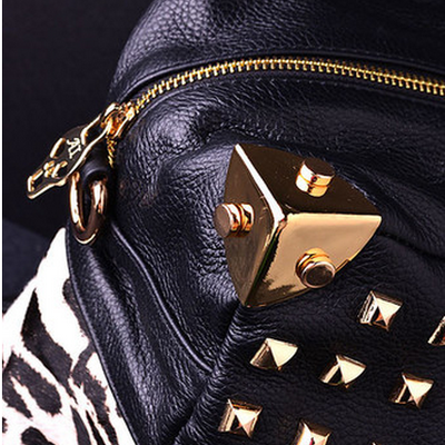 Rockstar studded genuine leather handbag