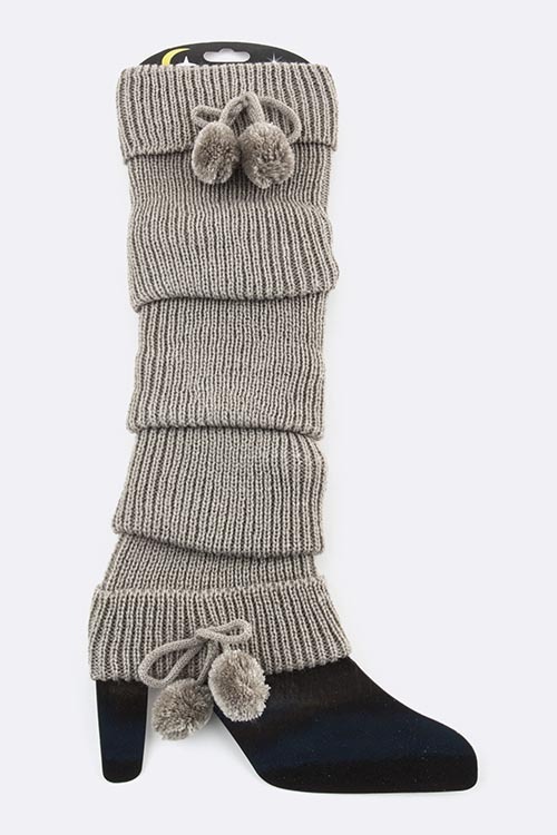 FUR BALL LEG WARMER-light grey 