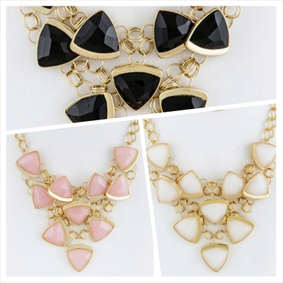 Triangle Gem Stacked Necklace Set