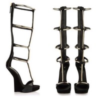 Gold Metal Strap Sandals Boots  - Thumbnail 2