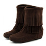Womens Popular Tassel Short Boots - Thumbnail 2