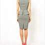 Ladies Square Collar Peplum Dress - Thumbnail 1