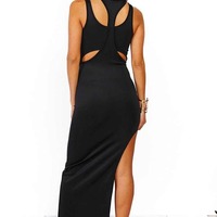 Black open front Maxi dress - Thumbnail 1