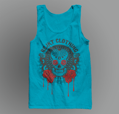 Blood Roses on Turquoise Tank