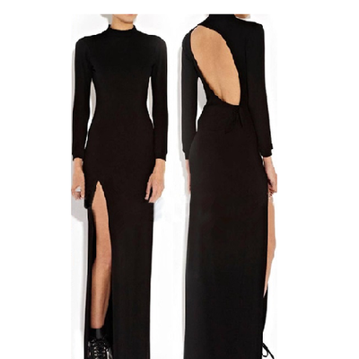 Ladies long sleeve side slit maxi dress