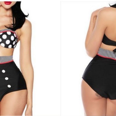 Vintage pin up high waist bikini set