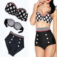 Vintage Pin Up High Waist Bikini Set - Thumbnail 1
