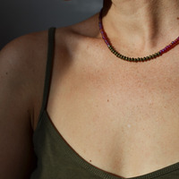 Pink Beaded Necklace, Back to School Pink Necklace, Women's Beaded Necklace, Short Pink Bead Necklace for Her - Thumbnail 2