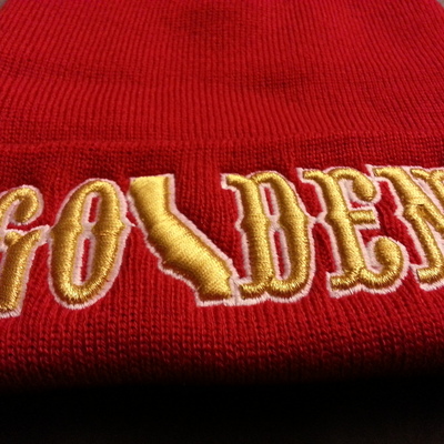 Golden beanie red