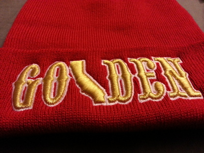 Golden beanie red