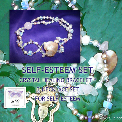 Self-esteem set - crystal necklace/bracelet