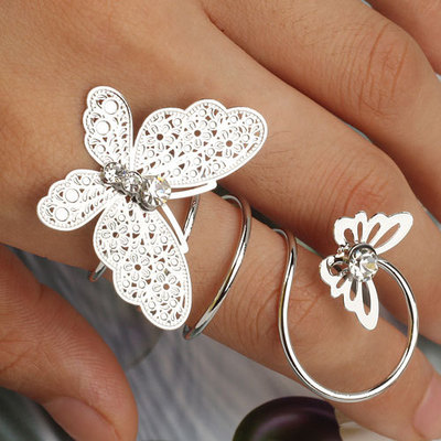 Rose gold butterfly ring
