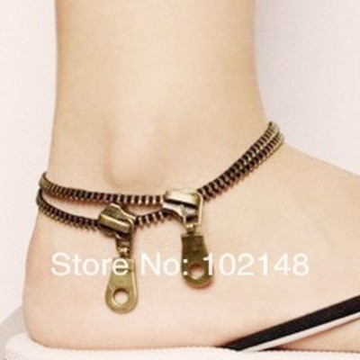 Zipper double foot ankle chain - Thumbnail 2