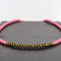 Strawberry Milkshake, Pink Beaded Necklace, Geometric Jewelry, Girls Necklace, Cute, Canadian jewelry - Thumbnail 1