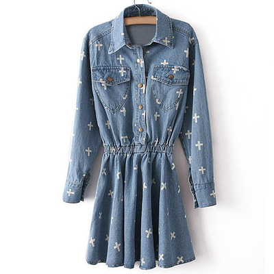 Ladies denim cross shirt/dress