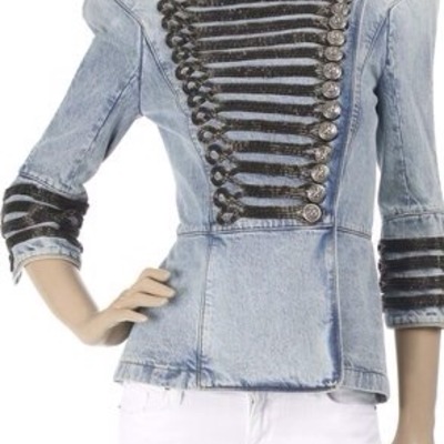 Balmains denim jacket military styles 