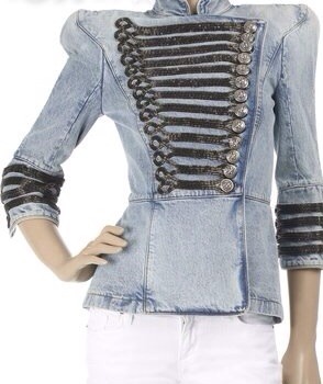 BALMAINS DENIM JACKET MILITARY STYLES 