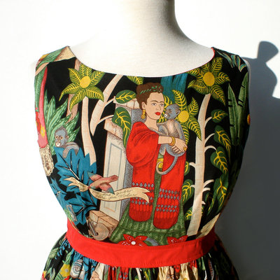 Frida kahlo dress/ vintage inspired/ 50s inspired frida dress / mexican / rockabilly / boho