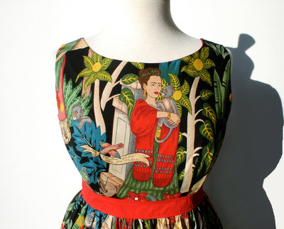 Frida Kahlo Dress/ Vintage Inspired/ 50s Inspired Frida Dress / Mexican / Rockabilly / Boho