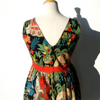 Frida Kahlo Dress/ Vintage Inspired/ 50s Inspired Frida Dress / Mexican / Rockabilly / Boho - Thumbnail 3