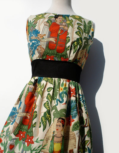 Frida Kahlo Dress/  Vintage Inspired/  50s Inspired Frida Dress / Mexican / Rockabilly / Boho