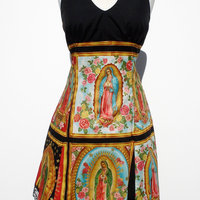 Guadalupe Mexican Virgin Mary Halter Dress / Rockabilly Guadalupe Panels Dress - Thumbnail 4